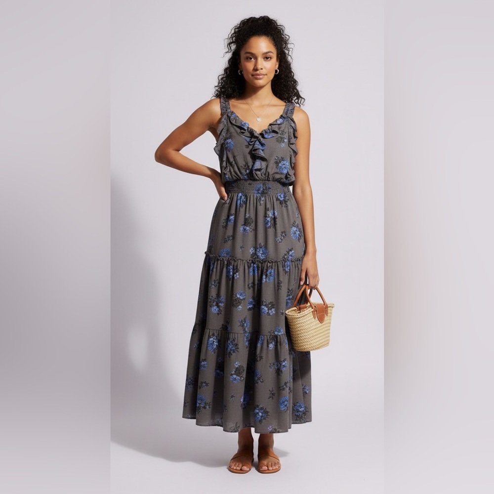 Rebecca Taylor Silk Floral Tiered Maxi Dress‎ Size 8